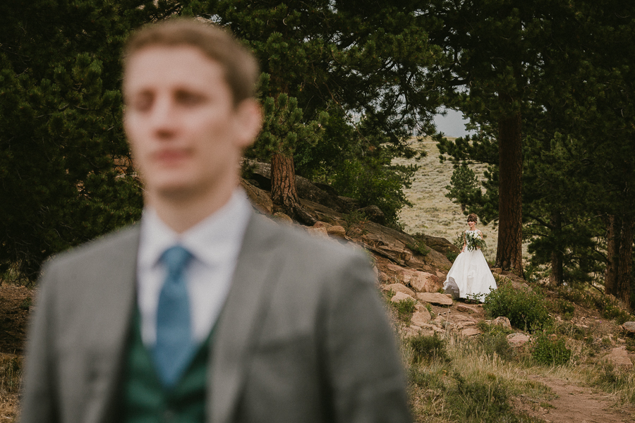 RMNP first look, colorado wedding photographer, Rocky mountain National park wedding