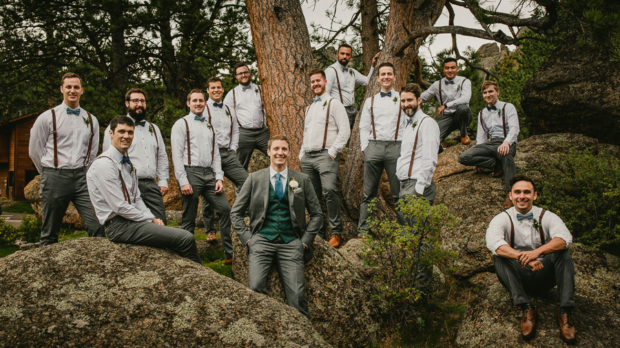 estes park wedding, black canyon inn wedding, wedding party, groomsmen