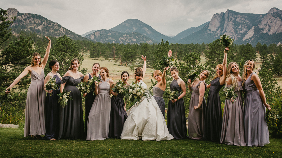 estes park wedding, black canyon inn wedding, wedding party, bridesmaids