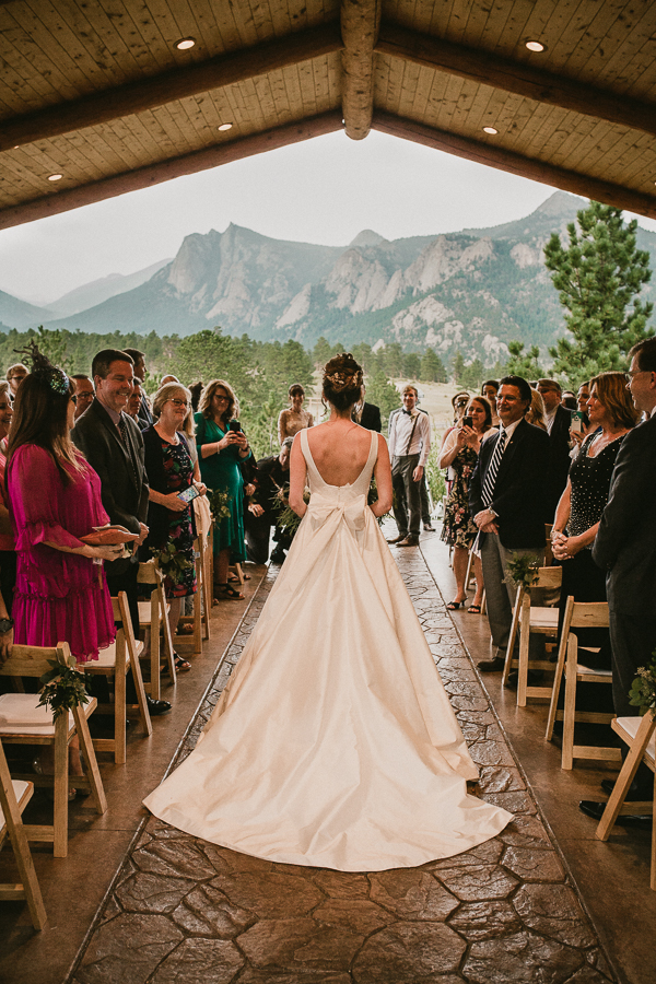 estes park wedding, black canyon inn wedding, wedding ceremony, processional